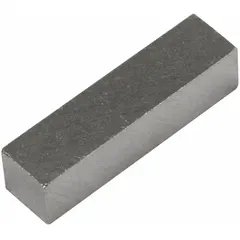 Block alnico magnet with length 1 in, width 1/4 in, and thickness 0.25 in. Maximum pull force is 0.75 lbf. Suitable for light-duty holding, fixturing, jigs, and sensor mounting in industrial applications.