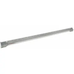 This surface-mount electric cove heater provides radiant heating for supplemental or primary warmth in commercial and industrial spaces. It operates on 240V AC, 1-phase power with a watt output of 1,050 W. The unit measures 83 in x 4-3/16 in x 3 in and has a white finish.