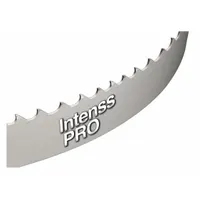 Bi-metal band saw blade with Intenss PRO technology and hook cutting edge. Measures 13 ft 11 in length by 3/4 in width. Designed for cutting stainless steel and hard alloys in industrial metalworking applications