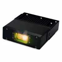 This LED line projector projects a yellow Safety Line signal for marking boundaries, walkways, or hazard zones in industrial environments. It includes a power supply and features a projector with lens for clear line projection. The 50 W unit is designed for safety line applications in factories, warehouses, and plants