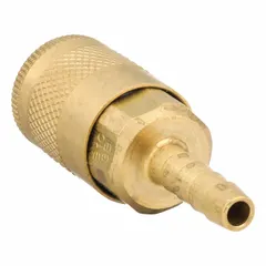 This Parker Tru-Flate automotive brass quick-connect air coupling body features a 1/4 in body size with male hose fitting and sleeve locking type. Rated for 300 psi maximum working pressure at 70°F, it is suitable for connecting air tools and hoses in pneumatic systems and automotive workshops.