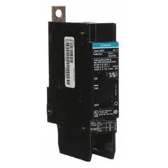Single-pole bolt-on miniature circuit breaker rated 35 A at 277V AC. Provides overcurrent protection for branch circuits in electrical distribution systems. Suitable for use in panelboards requiring bolt-on mounting.