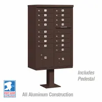 Cluster Box Unit: CBU, 18 Doors, Horizontal, 62 in H x 30 1/2 in W x 18 in D, Pedestal Mounting (MPN 3316BRZ-U)
