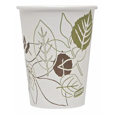 DIXIE Disposable Hot Cup: 8 oz Capacity, White, Paper, Unwrapped, Pathways - Paper Hot Cups
