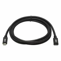 This 6 ft USB Type C extension cable features male-to-female Type C connectors and supports USB 3.2 data transfer speeds. The black PVC jacket provides flexibility and protection for extending connections between Type C devices such as laptops, docks, monitors, or storage peripherals
