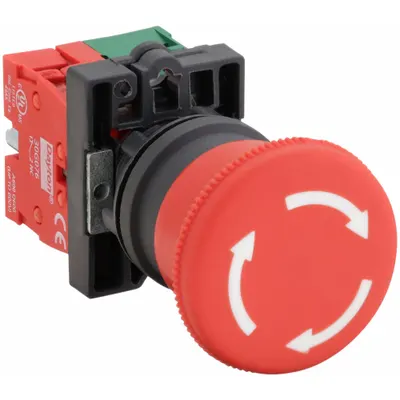 Dayton Emergency Stop Push Button: Non-Illuminated, Mushroom Head Profile, Non-Metallic - Mushroom-Head Push Buttons