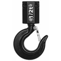 This bottom hook assembly is a replacement component for electric chain hoists. It includes a latch to help secure loads during lifting. Compatible with hoists rated for 1,000 lb capacity.