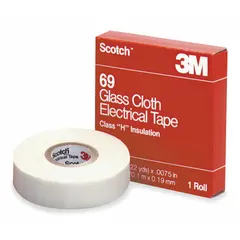 Fiberglass cloth tape with silicone adhesive, 7 mil thick, rated 600 V. Provides abrasion resistance and high-temperature insulation for electrical harnessing, coil winding, and motor/transformer applications.