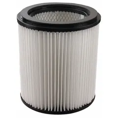 This DAYTON cartridge filter is a HEPA-grade, dry-pickup replacement filter made of paper media. Designed for Dayton canister vacuum systems, it captures fine dry particulates in industrial and commercial cleaning applications.