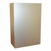 This HAMMOND enclosure is constructed from 316 stainless steel and measures 36 x 24 x 12 inches. It features a hinged cover with a 1/4-turn latch and is rated NEMA 12/13/3R/4/4X, making it suitable for protecting electrical components in indoor or outdoor environments where resistance to corrosion, moisture, and dust is required. Knockouts are not included