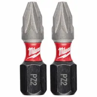 This Pozidriv insert bit features a PZ2 tip size and a standard hex shank for use with impact drivers and power tools. Made from alloy steel, it is designed for driving Pozidriv fasteners in assembly and maintenance tasks. Sold as a 2-pack