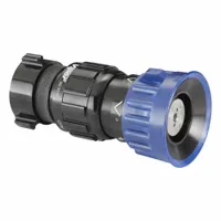This constant pressure nozzle from VIPER delivers a single-gallonage fog or straight stream pattern. It features an NST swivel base and an aluminum body, suitable for firefighting operations requiring a consistent flow