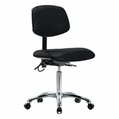 ESD Task Chair, Vinyl, Armless, Black, 18-1/2" Seat Width, 17" Seat Depth, 21-1/2" to 29" Height