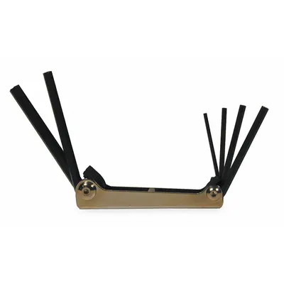 PROTO Hex Key Set: 1 - 5 Pieces, Folding, Metric, Std End, Long, 1 Pieces, Black Oxide - Folding Key Sets