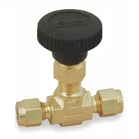 PARKER Needle Valve: Inline Valve Body, Brass, Integral Bonnet, 3/8 in Pipe Size, Compression, PTFE (MPN 6A-V6LN-B)