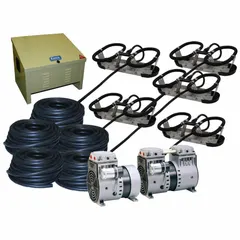 Fine bubble diffuser system with bubble size of 3 to 5 mm. Maximum air flow of 8 cfm and surface area coverage of 452 sq ft. Suitable for aeration applications in ponds and water treatment.