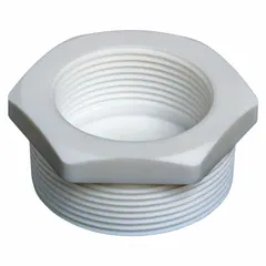 This reducer bushing adapts non-contact ultrasonic liquid level sensors to different mounting configurations. It is compatible with the ECHOBEAM LR80-0010 sensor model and has an overall height of 1.2 inches. The bushing facilitates installation by reducing the mounting opening size for secure fit and proper alignment in industrial tanks and vessels.