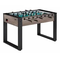 This foosball table is designed for recreational table soccer in game rooms, bars, and entertainment venues. Overall height is 34-5/8 inches, overall width is 50-1/4 inches