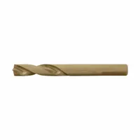 CLE-LINE C20880 cobalt spot-weld drill bit with 135° split point for reduced walking and precise entry. Straw/bronze finish and 3-flats shank provide secure grip. Suitable for drilling out spot welds in automotive and sheet metal fabrication