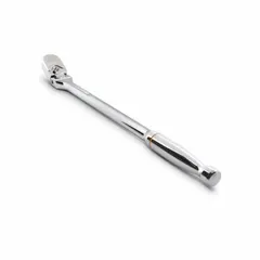 This 19-inch reversible flex-head ratchet features a full polish chrome finish and a 3° minimum arc swing. The pear-head design allows access in confined spaces. Suitable for tightening and loosening fasteners in automotive, industrial, and mechanical applications.