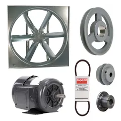 Unassembled belt-drive panel supply fan with a 30-inch blade and totally enclosed motor. Delivers 10,078 cfm at 208-230/460V AC, three-phase. Suitable for industrial ventilation and air-moving applications requiring a belt-drive configuration.