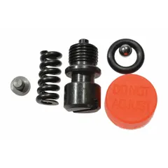 This pressure relief valve kit is a replacement component for lift-table hydraulic systems. It regulates system pressure to prevent overloading. Typical applications include industrial lift tables, scissor lifts, and material handling equipment.