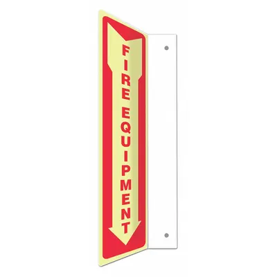 CONDOR Safety Sign: PETG, Mounting Holes Sign Mounting, 18 in x 4 in Nominal Sign Size - L-Shape Projection Fire Equipment Signs