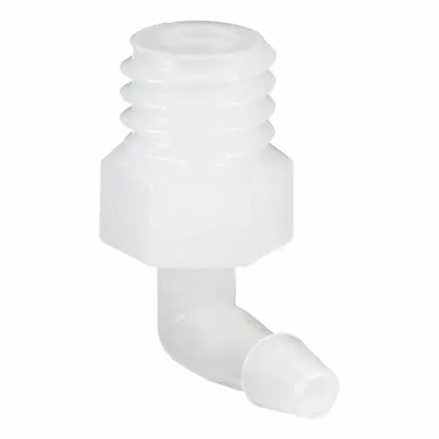 ELDON JAMES Barbed Fitting Elbow: Barbed, 1/16 in ID x UNF Fitting Size, HDPE, 260 psi Max Op Pressure - Polyethylene Barbed Tube Fittings
