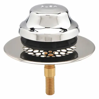 WATCO Drain Stopper: Plastic/Stainless Steel, Chrome-Plated, 2 7/8 in Overall Dia - Bathtub Drain Stoppers