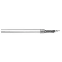 Swaged cartridge heater rated 240V with 34 W/sq in watt density. Measures 8 in length, 3/8 in diameter, with 12 in lead length. Designed for insertion into metal parts for localized heating in industrial processes such as mold heating, packaging machinery, and plastic processing