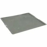 Plastic lid designed to cover straight-wall containers, providing a secure closure for industrial storage and transport. Measures 24 x 22-3/8 inches and comes in gray. Helps protect contents from dust and debris while enabling safe stacking of containers