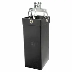 Chain container designed for use with Coffin JLC models, specifically the JLC927-2. Collects and stores hoist chain to prevent tangling and reduce wear. Compatible with a 30,000 lb load capacity for industrial lifting applications.