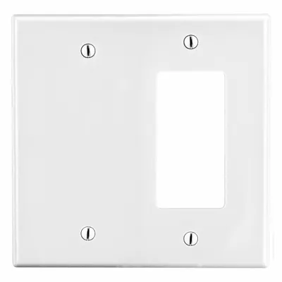 HUBBELL Wall Plate: Combo, 2 Gang, White - Combination Wall Plates