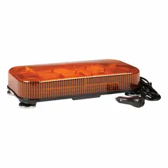 This GROTE LED mini light bar is SAE J845 Class 1 rated for high-visibility warning applications. It features 20 selectable flash patterns and a magnetic mount for temporary or permanent installation on fleet and service vehicles.