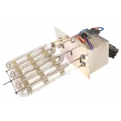 This YORK heater element operates at 240V AC and is designed as a replacement part for HVACR heaters and heat exchangers. It is compatible with manufacturer model number F1FP048H06A. The element restores electric heating function when the original component fails.