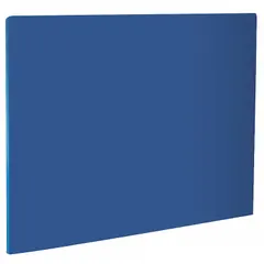 This blue polyethylene cutting board measures 15 inches in width and 20 inches in length. It is NSF certified for use in commercial food preparation environments where sanitation compliance is required. The non-porous surface resists moisture and bacteria, making it suitable for direct food contact.