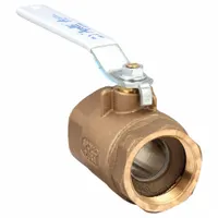 This APOLLO ball valve is a two-way, straight pattern valve with a bronze body and standard port. It features female NPT threaded ends on both sides and is operated by a lever handle. Suitable for on/off flow control in water, oil, and gas piping systems