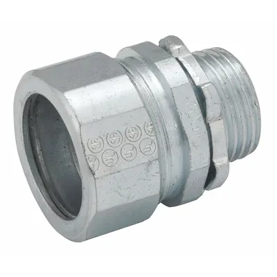 RACO Rigid Compression Connector: Iron/Steel, 1 1/4 in Trade Size - Connectors for Heavy-Wall RMC & Medium-Wall IMC Metal Conduit