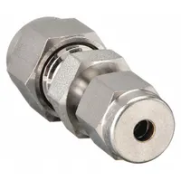 This HAM-LET compression fitting union is a double-ferrule stainless steel fitting with Compression x Compression ends, sized for 1/2 in OD and 3/8 in OD tubing. It is compatible with Swagelok fitting brands and provides a leak-tight, vibration-resistant seal for industrial tubing systems