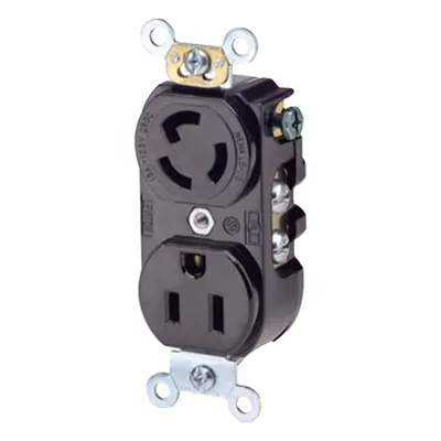LEVITON Straight Blade Receptacle: Duplex, 5-15, Black, 125V AC, 15 A - General Purpose Receptacles
