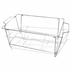 The CRESTWARE Chafer Frame is a stand accessory designed to support chafing dishes during buffet or catering service. It provides a stable base for holding food pans over a heat source. This product is not NSF certified.