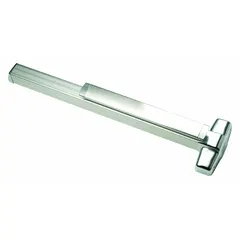 This concealed vertical rod exit device from VON DUPRIN features a chrome finish and touchbar style. It includes a night latch outside trim and is ADA compliant. Designed for use on commercial doors up to 3 ft wide, it provides secure egress with concealed vertical rod operation.