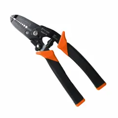This wire stripper is designed for stripping insulation from 24 AWG to 12 AWG wire, with an overall length of 7 inches. It features a deluxe cushion grip for comfort during use. Typical applications include electrical wiring, panel building, and control system wiring.