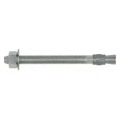 DEWALT 316 stainless steel wedge anchors with 1/4 in diameter, 2 1/4 in overall length, and 1/4"-20 thread size. Plain finish. Suitable for heavy-duty fastening into solid concrete, such as securing structural steel, machinery bases, or racking. Corrosion resistant for indoor and outdoor applications.