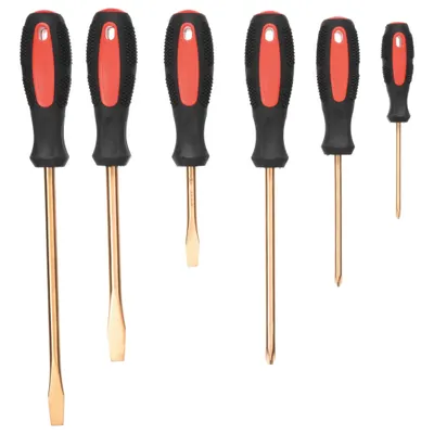 WESTWARD ESD Safe Non-Sparking Screwdriver Set: 1-10 Pieces, 6 Pieces, Phillips/Slotted Tip - Non-Sparking Screwdriver Sets