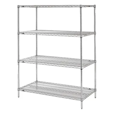 METRO Wire Shelving Unit: Starter, 48 in x 18 in, 54 in Overall Ht, 4 Shelves - Stationary Wire Shelving for Dry Use