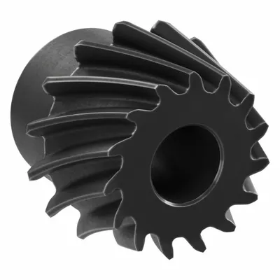 KHK GEARS Spiral Bevel Gear: Spiral, Gear Ratio 4, Left Hand, Module m 1.5, 15 Teeth - Spiral Teeth Metric Bevel Gears & Pinions