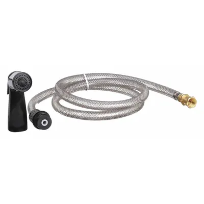 KISSLER Kitchen Sprayer: Plastic, Black, 48 in Overall Lg, 3/8" Connection Size - Faucet Sprayers
