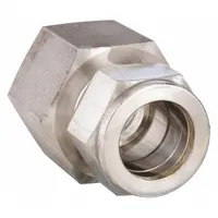 This PARKER double-ferrule stainless steel fitting connects 1 in OD tubing to a 1 in FNPT threaded port. The compression x FNPT configuration is used in industrial fluid or gas systems for leak-tight sealing in instrumentation, hydraulic, and process lines
