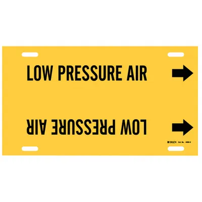 BRADY Pipe Marker: Low Pressure Air, Yellow, Black, Fits 8 to 9 7/8 in Pipe O.D. - Low Pressure Air Strap-On Pipe Markers